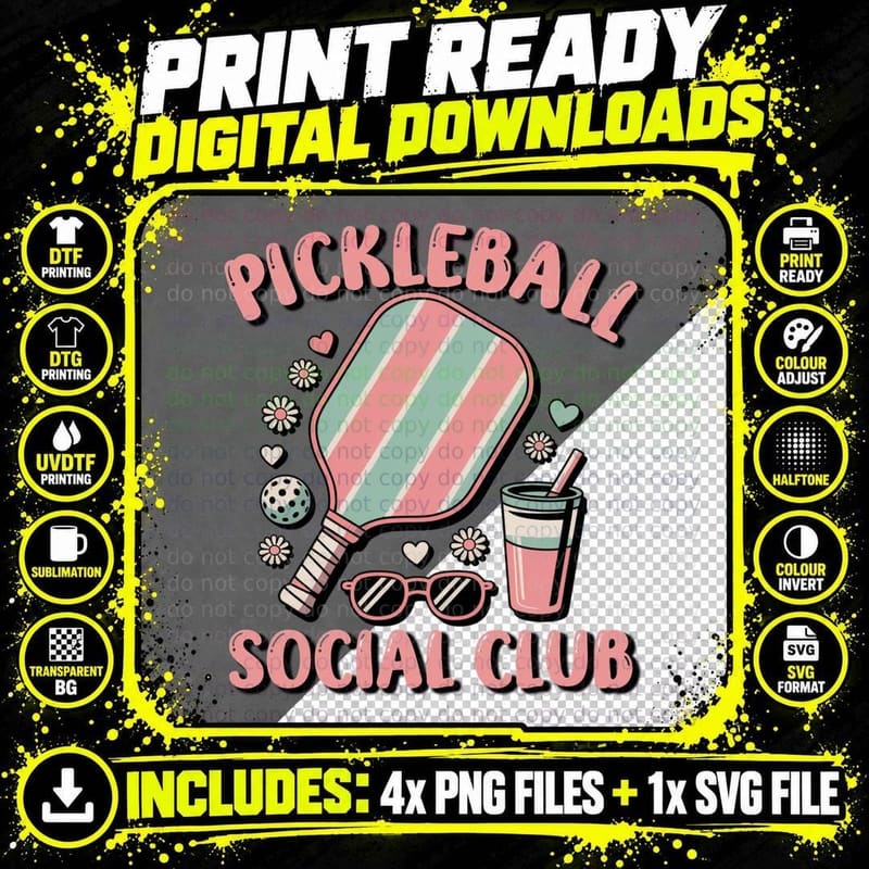 Pickleball Social Club Pickleball T-Shirt Png SVG Digital Bundle