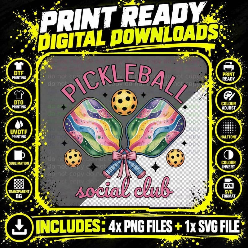 Pickleball Social Club Pickleball T-Shirt Png SVG Digital Bundle