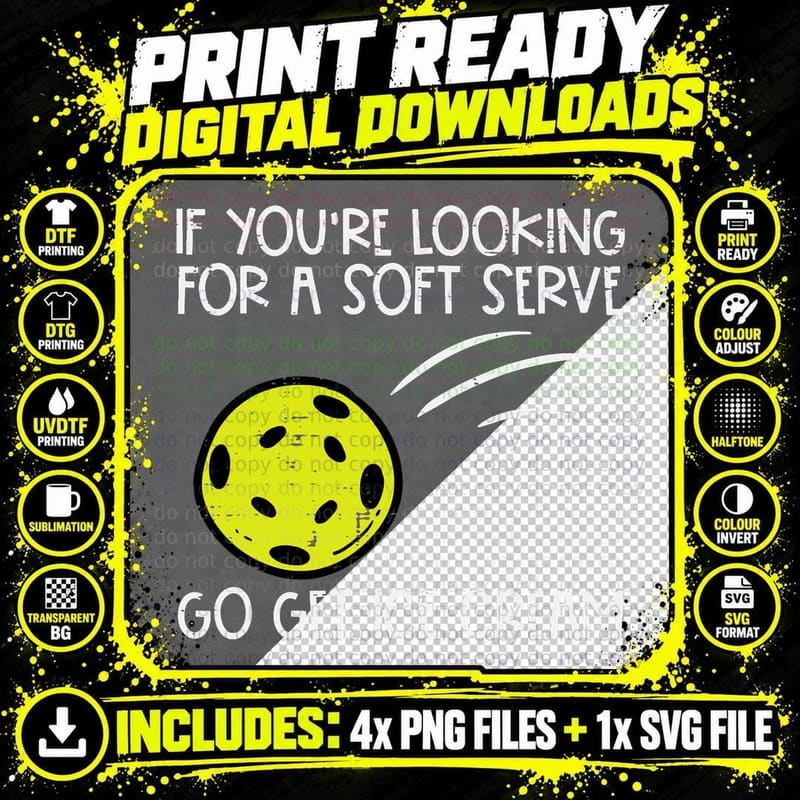 Pickleball Soft Serve Get Ice Cream Pickle Ball Men Png SVG Digital Bundle