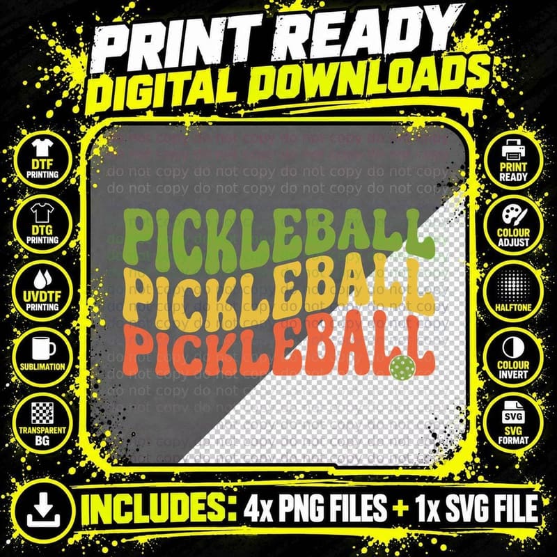 Pickleball T-Shirt, Pickleball-Themed Graphic Tee Png SVG Digital Bundle