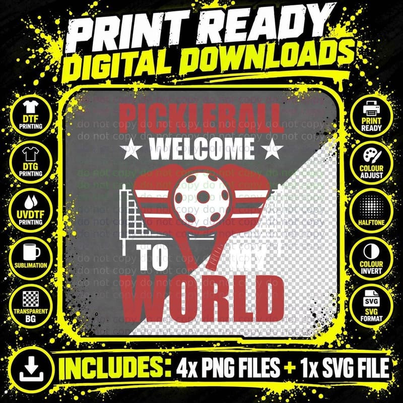 Pickleball Welcome to My World Pickleball Design T-Shirt Png SVG Digital Bundle