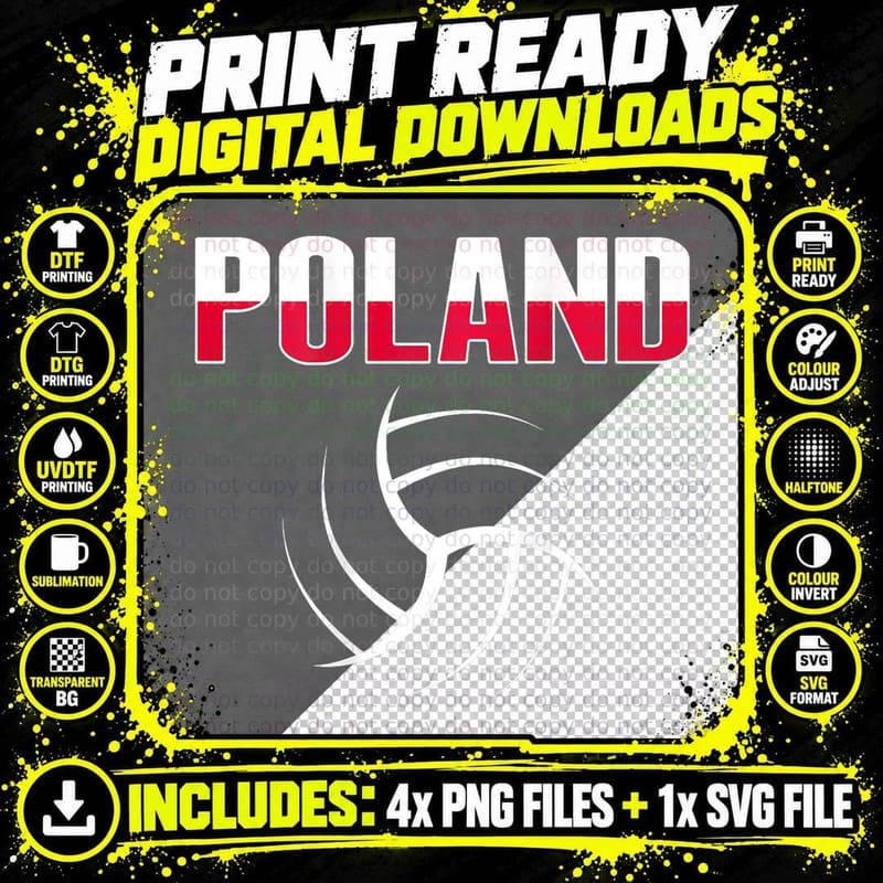 Poland Volleyball Fans Jersey - Polish Flag Sport Lovers Png SVG Digital Bundle