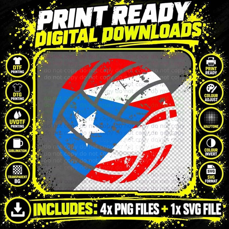 Puerto Rican Volleyball Proud Boricua Flag Puerto Rico Png SVG Digital Bundle