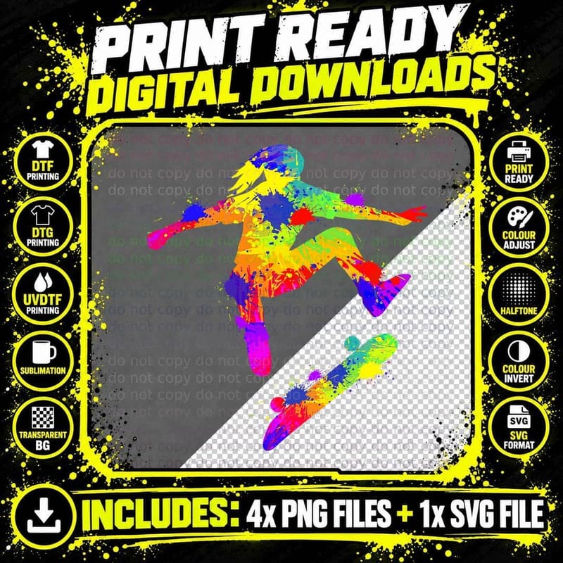 Skateboarder Girl Skater Girl Skateboard Skateboarding Png SVG Digital Bundle