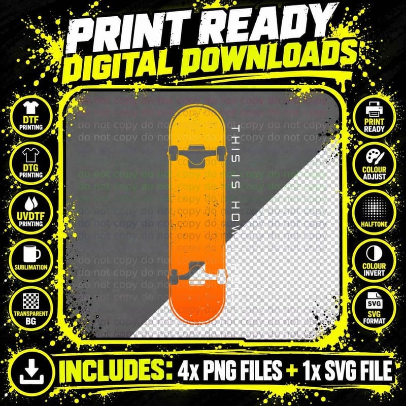 Skateboarding Skateboard Clothing - Skateboarder Png SVG Digital Bundle