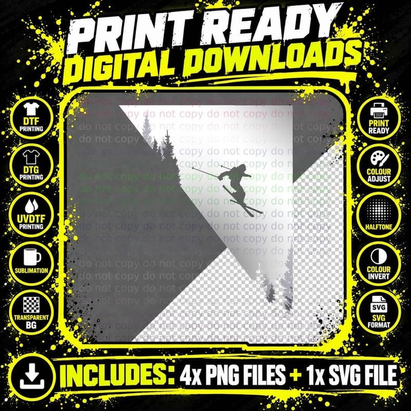 Ski Apparel - Skiing Skier Ski T-Shirt Png SVG Digital Bundle