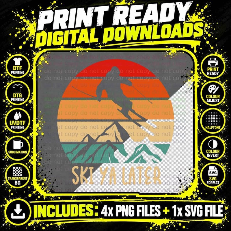 Ski Ya Later Winter Sports Snow Lover Skiing Pullover Png SVG Digital Bundle