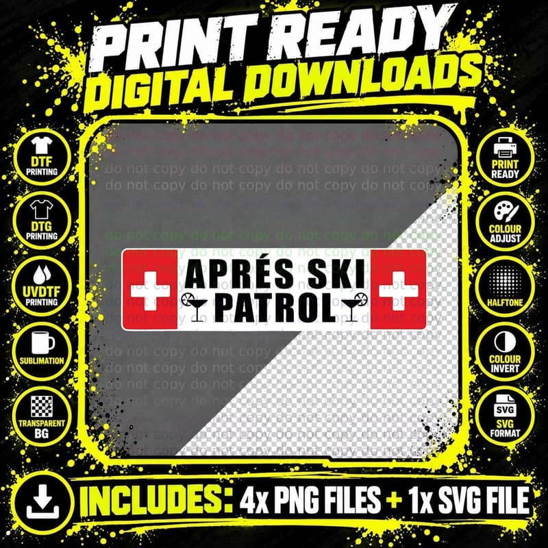 Skiing Apres Ski Patrol Skier Winter Sports T-Shirt Png SVG Digital Bundle