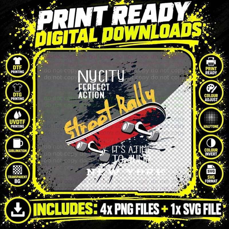 Street Kalla Nucitw Perfect Action Jump Red Skateboard Png SVG Digital Bundle