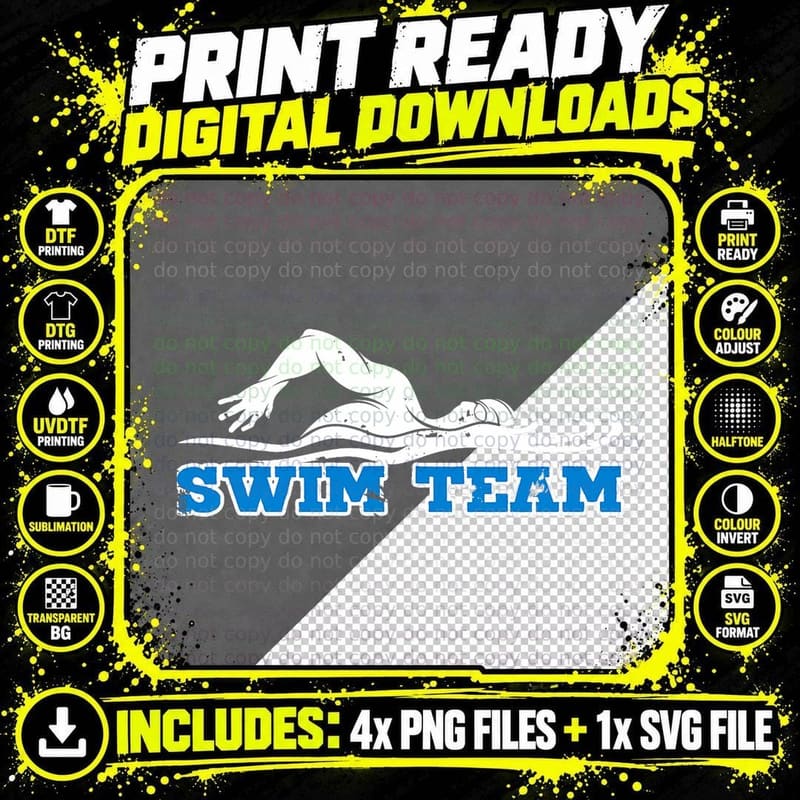 Swimmer Team Swim Swimming Pool Instructor Coach Athlete Png SVG Digital Bundle