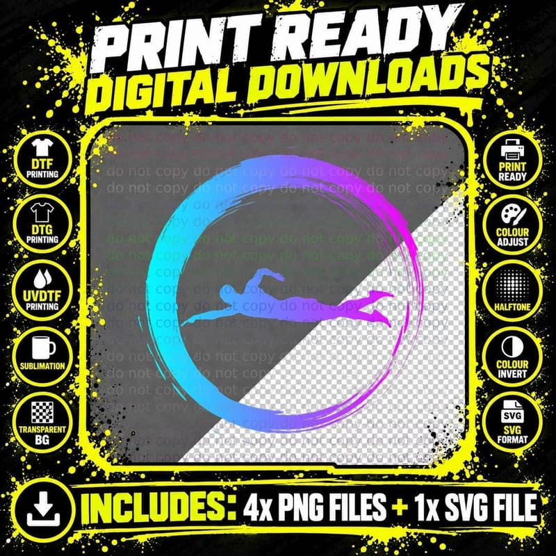 Swimming Club Swimmer T-Shirt Png SVG Digital Bundle