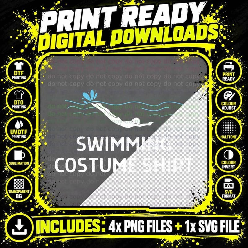 Swimming Costume Shirt Outfit Women Men, Funny T-Shirt Png SVG Digital Bundle