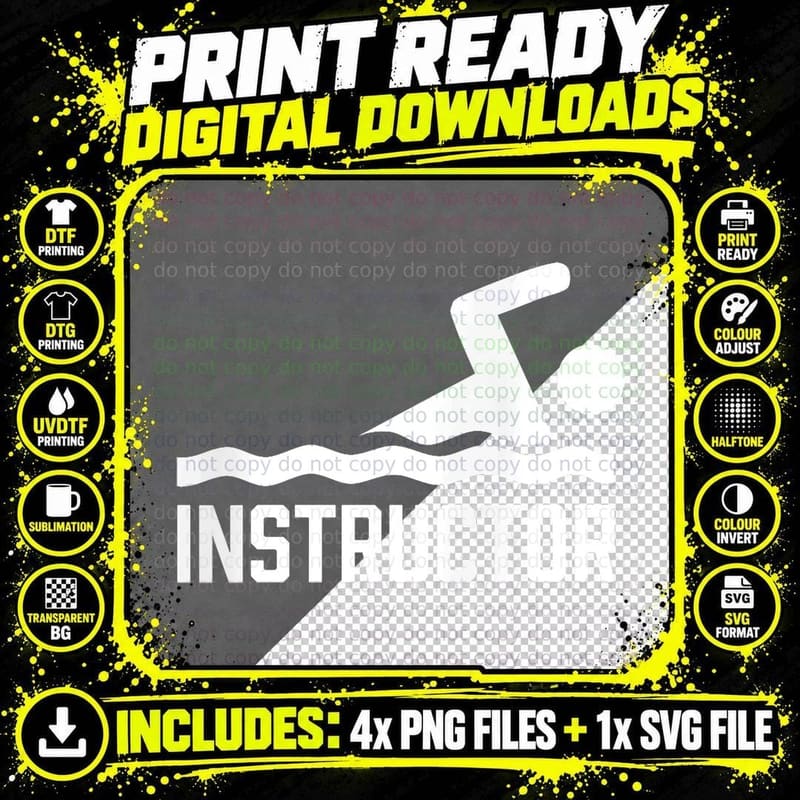 Swimming Instructor, Swimmer Coach Trainer Gift T-Shirt Png SVG Digital Bundle