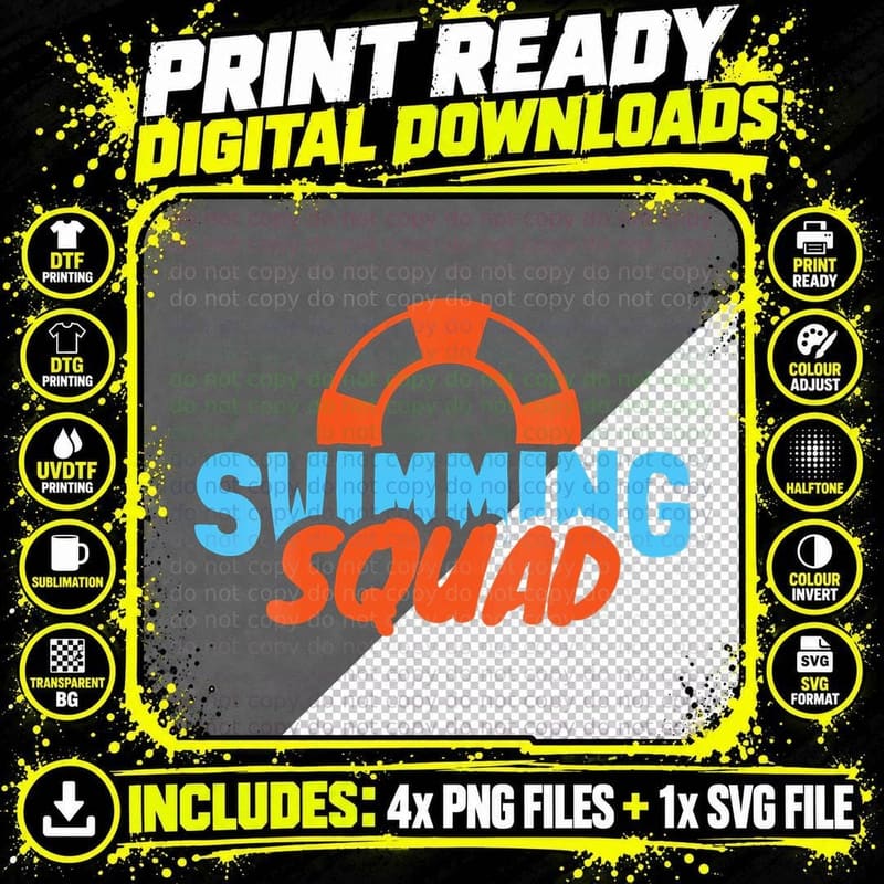 Swimming Squad Swimmers T-Shirt Png SVG Digital Bundle
