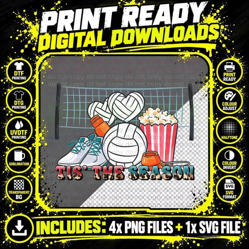 Tis' the Season Volleyball T-Shirt Png SVG Digital Bundle
