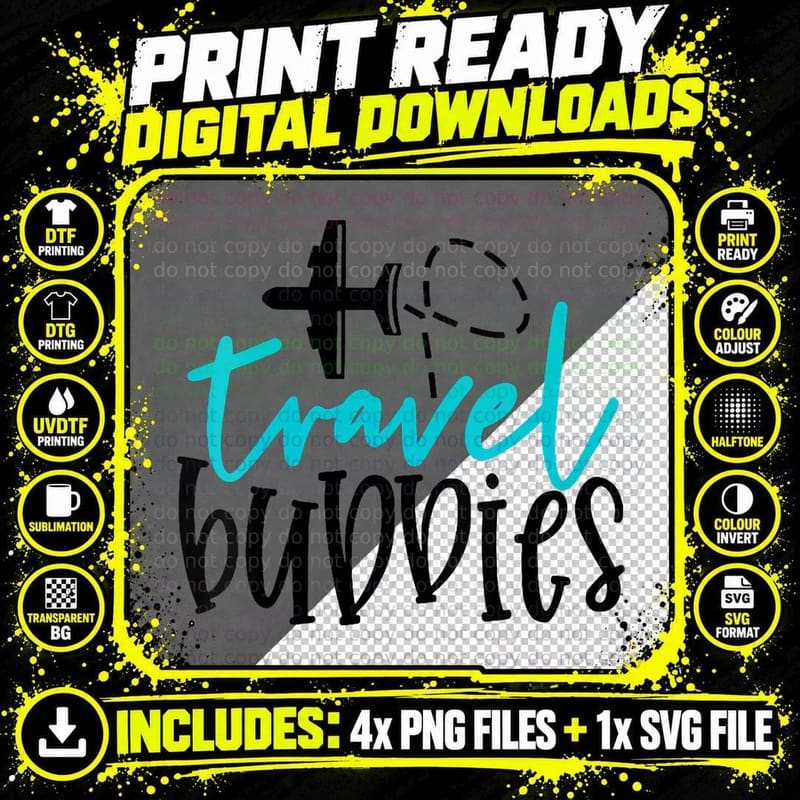 Traveling Buddies, Tanning Swimming Summertime T-Shirt Png SVG Digital Bundle
