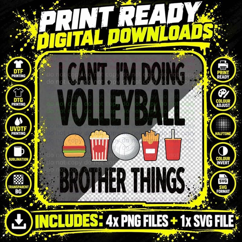Volleyball Brother Things Proud Volleyball Player Bro Png SVG Digital Bundle