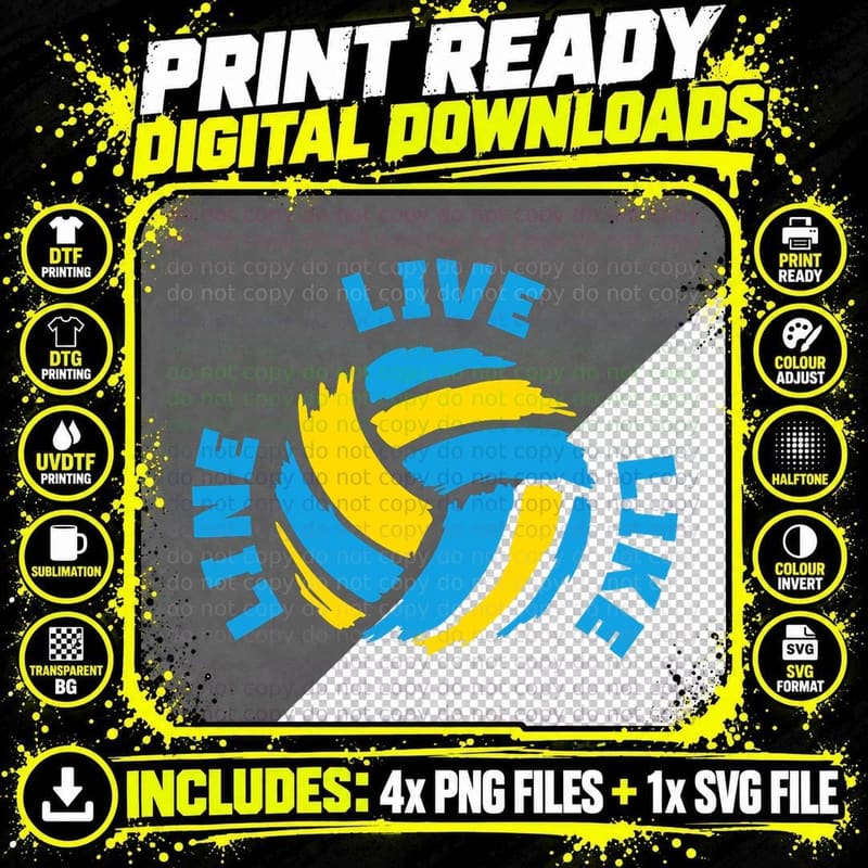 Volleyball Gift Women Girls Boys Men- Live Like Line Png SVG Digital Bundle