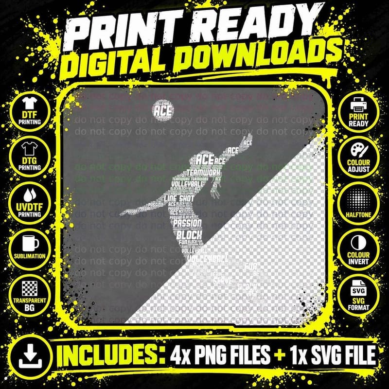 Volleyball Girl Women Youth Player T-Shirt Png SVG Digital Bundle