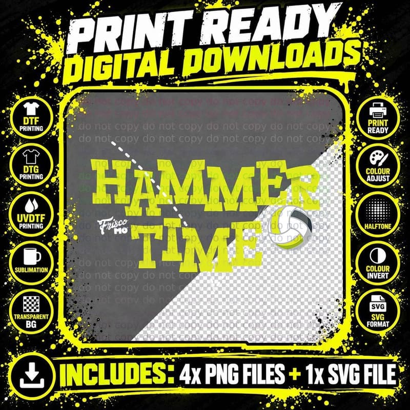 Volleyball Hammer Time T-Shirt Png SVG Digital Bundle
