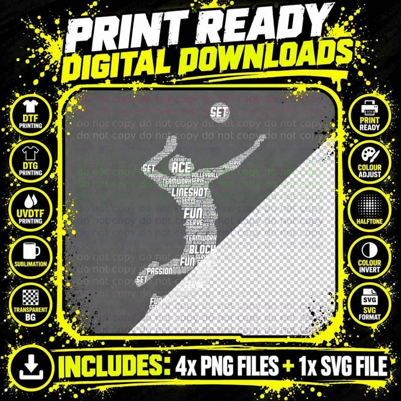 Volleyball Player Boys Youth Men T-Shirt Png SVG Digital Bundle