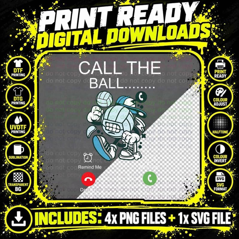 Volleyball Player Team Phone Display Call the Ball Png SVG Digital Bundle