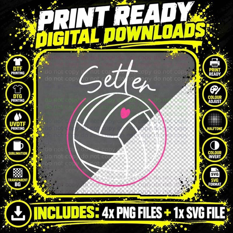 Volleyball Player Team Setter T-Shirt Png SVG Digital Bundle
