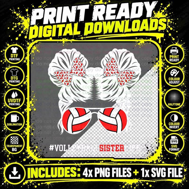 Volleyball Sister Life Sister of a Volleyball Player Png SVG Digital Bundle