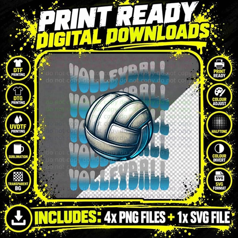 Volleyball T-Shirt, Volleyball Ball Graphic Tee Png SVG Digital Bundle