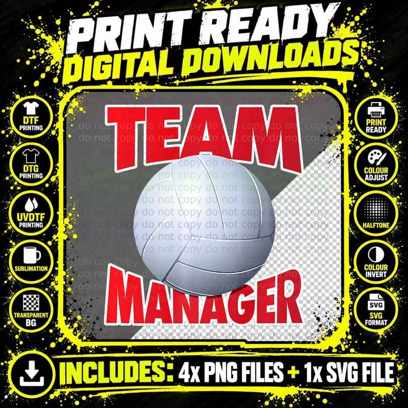 Volleyball Team Manager Graphic T-Shirt Png SVG Digital Bundle