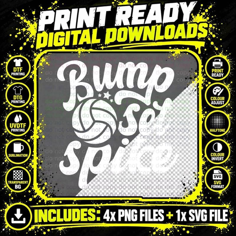 Volleyball Teen Girls Bump Set Spike Women T-Shirt Png SVG Digital Bundle