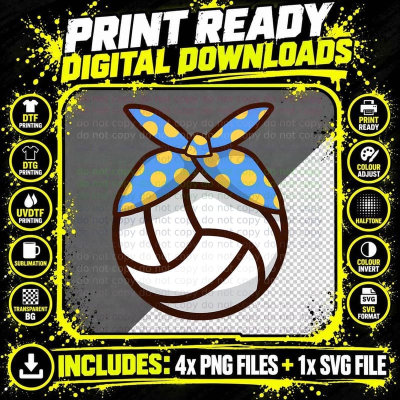 Volleyball Teen Girls Headband Women T-Shirt Png SVG Digital Bundle