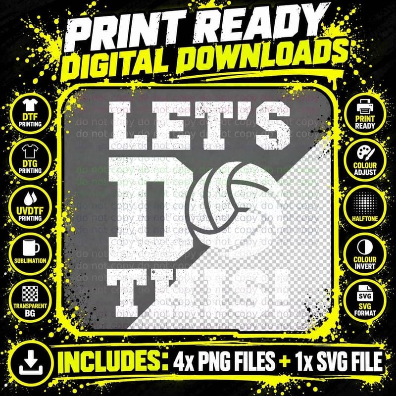 Volleyball Teen Girls Lets Do This Women T-Shirt Png SVG Digital Bundle