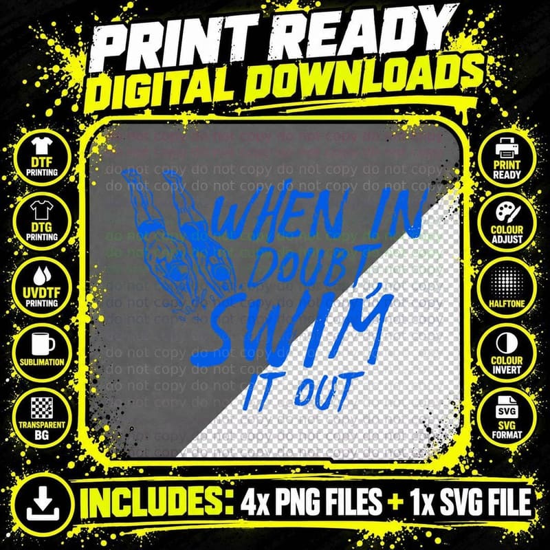 When in Doubt Swim It Out Swimming Swim Team T-Shirt Png SVG Digital Bundle