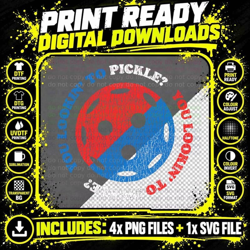 You Lookin' to Pickle Pickleball Red White Blue Png SVG Digital Bundle