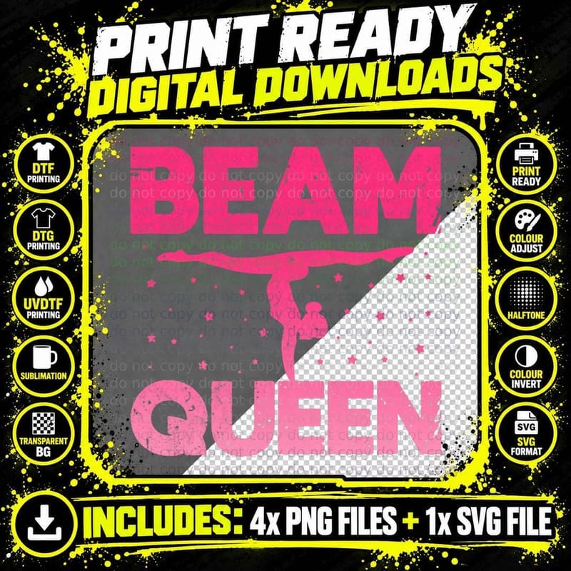 Beam Queen Gymnastics T-Shirt Png SVG Digital Bundle