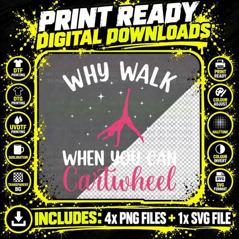 Cartwheel Art for Women Girls Gymnast Gymnastics Png SVG Digital Bundle
