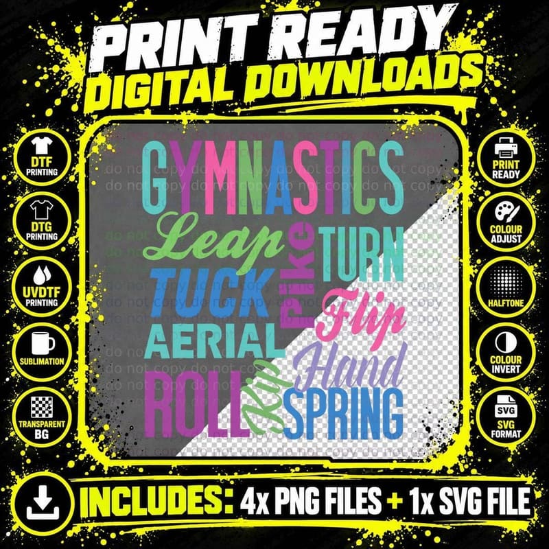 Cute Gymnastics Shirt Gymnast Gifts Gymnastic Clothes Png SVG Digital Bundle