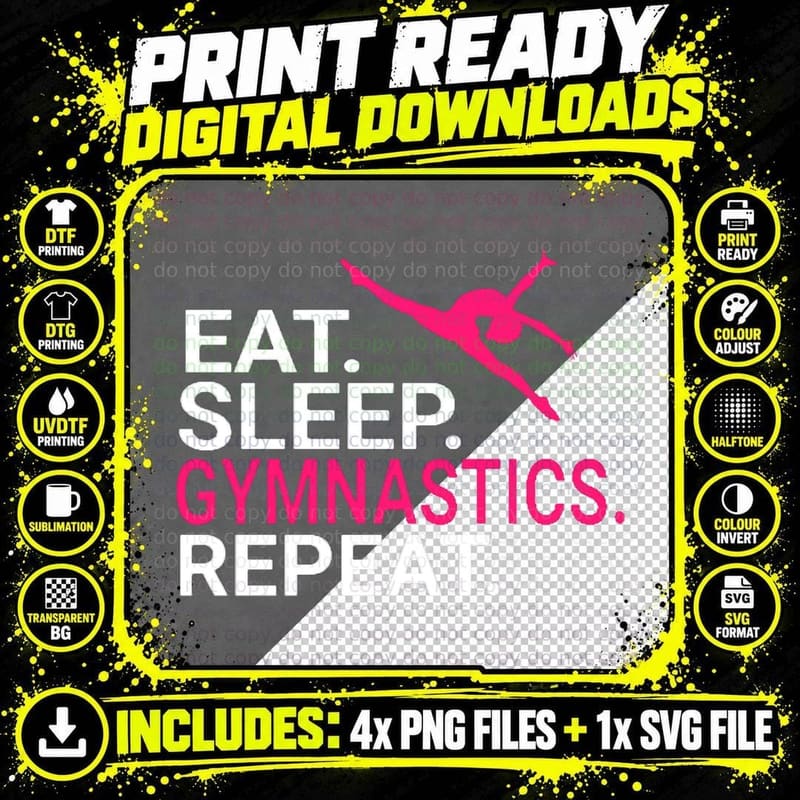 Eat Sleep Gymnastics Repeat Hoodie, Sports Png SVG Digital Bundle