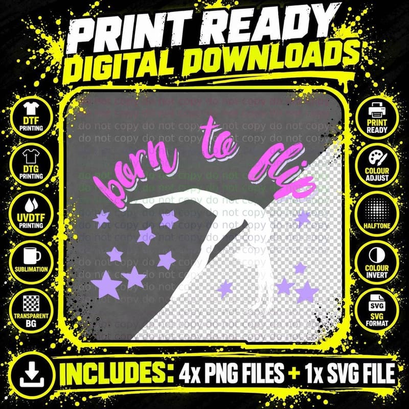 Gymnast Born to Flip Design for Gymnastics Athletes Png SVG Digital Bundle