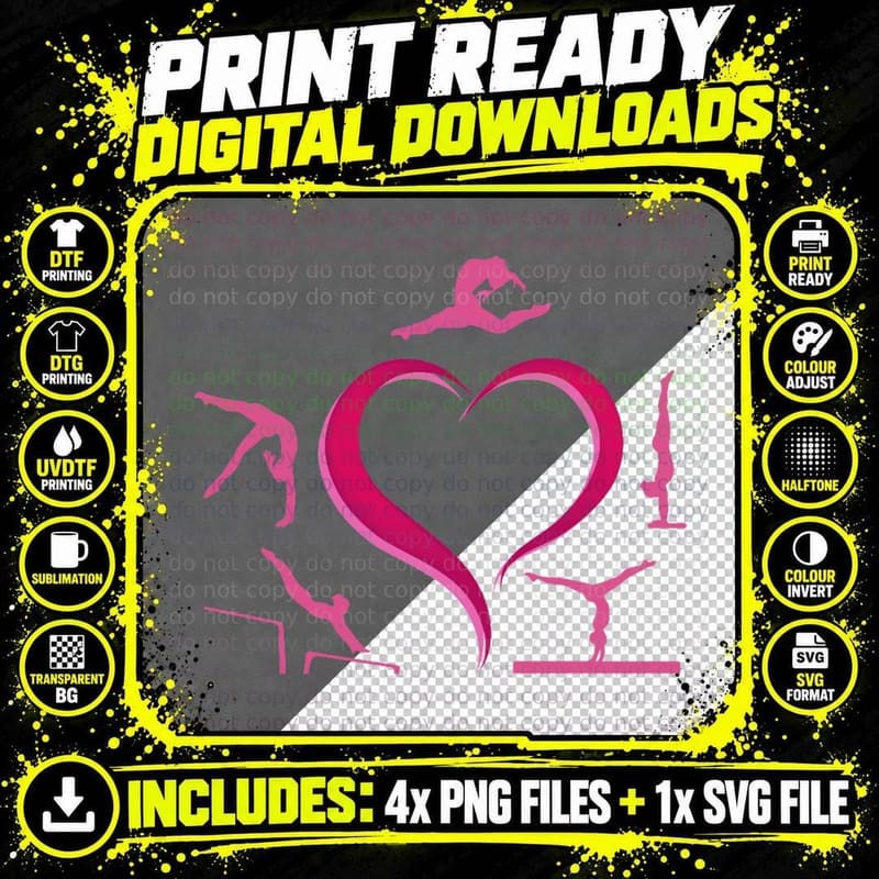 Gymnastics Aparatus Love on White T-Shirt Png SVG Digital Bundle