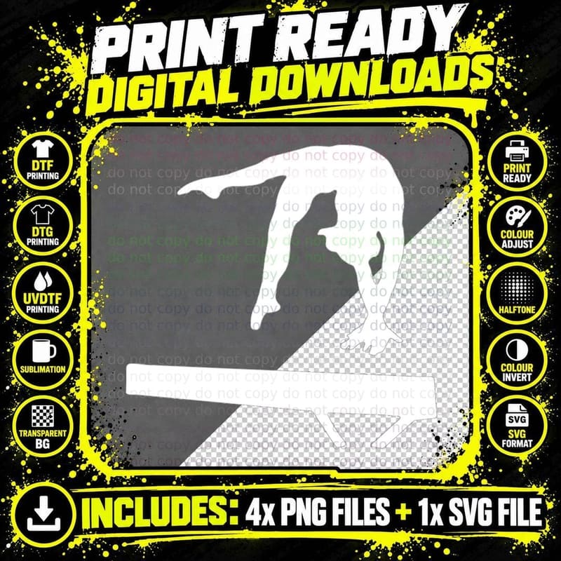 Gymnastics Beam Graphic T-Shirt Png SVG Digital Bundle