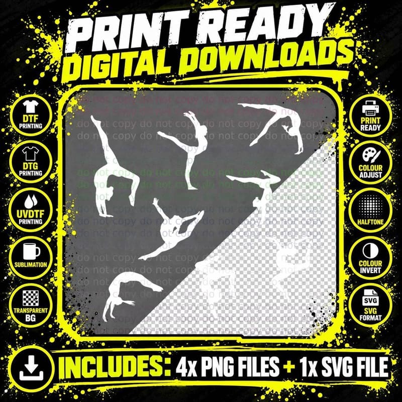 Gymnastics Dance Collage (Black and White) T-Shirt Png SVG Digital Bundle