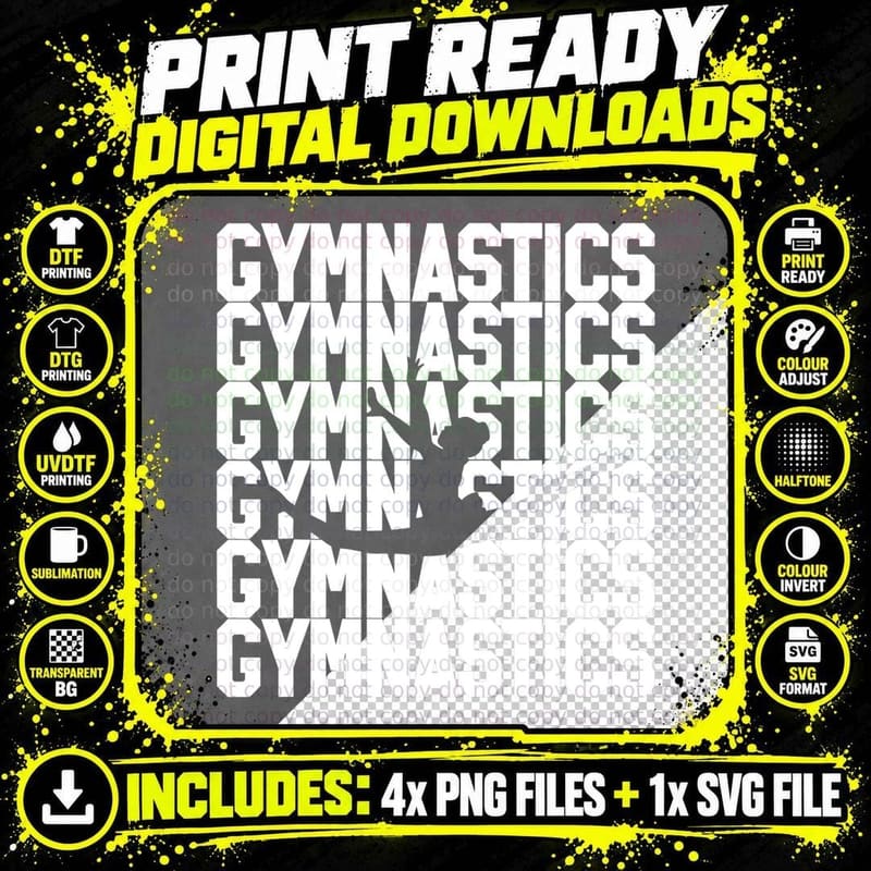 Gymnastics Shirt Men Women Boys Girls Gymnast Dance Gift Png SVG Digital Bundle