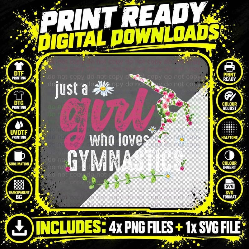 Just a Girl Who Loves Gymnastics - Gymnast T-Shirt Png SVG Digital Bundle