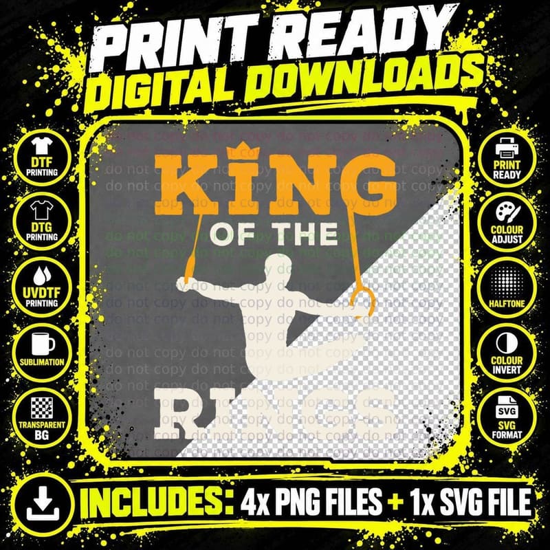 King of the Rings Gymnastics T-Shirt, Crown Logo Png SVG Digital Bundle