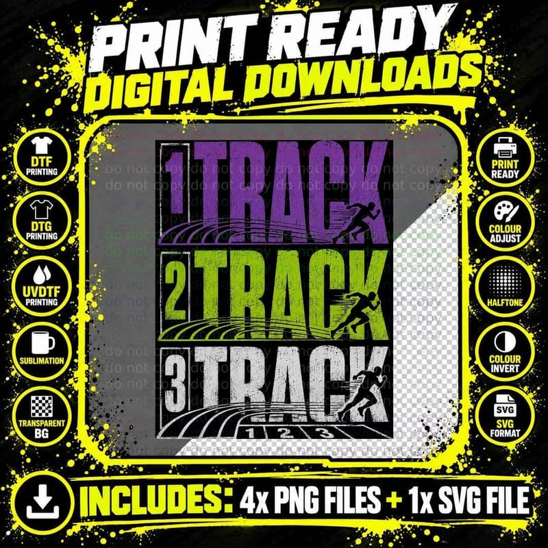 Track T-Shirt, Lane Number Running Athletics Halftone Png SVG Digital Bundle