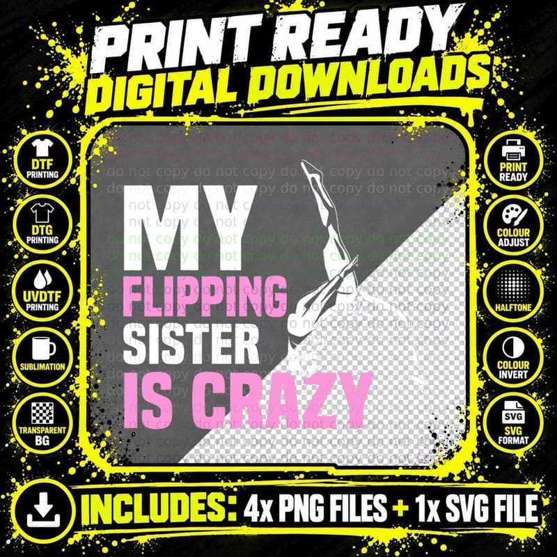 Tumbling Sister Athlete Sport Gymnastics T-Shirt Png SVG Digital Bundle