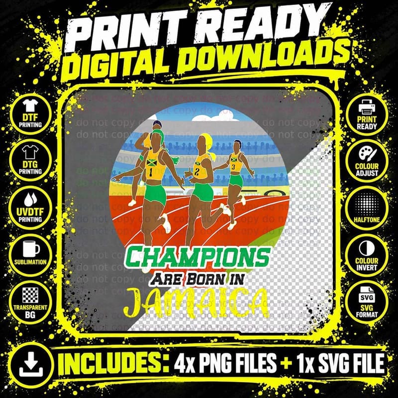 Jamaican Clothing Jamaica Track and Field Champion Top Png SVG Digital Bundle