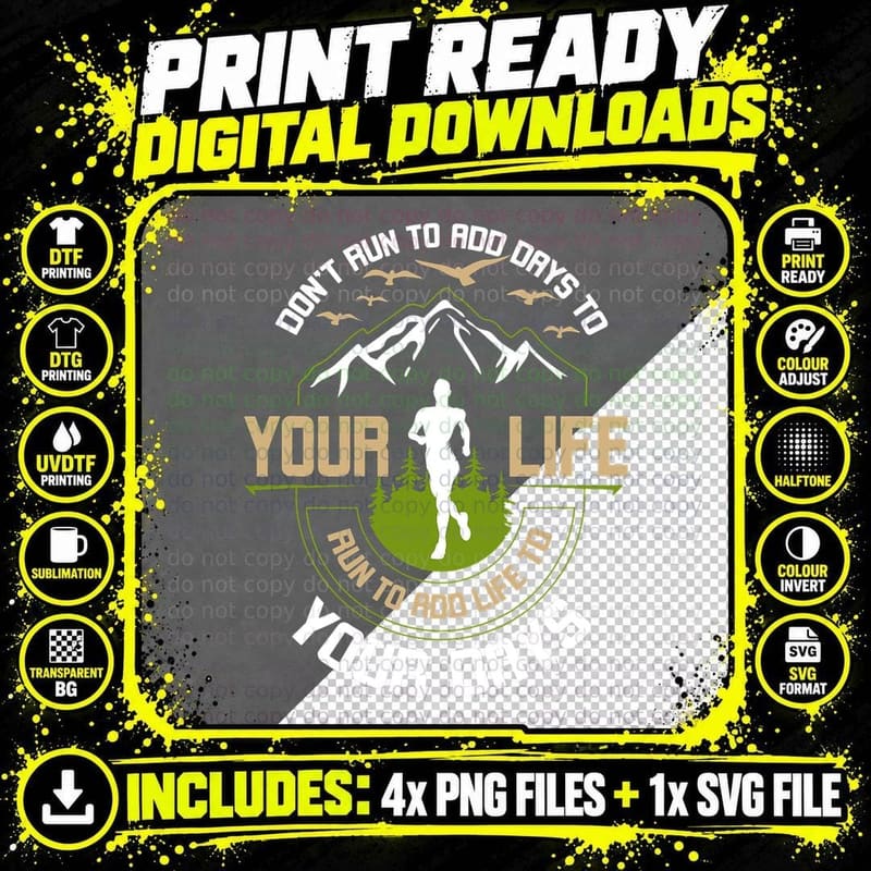 Run to Add Life to Your Days Runner Passion Running Gift Png SVG Digital Bundle